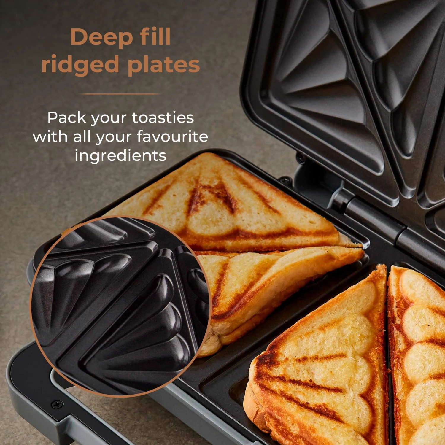 Tower Cavaletto 900W Sandwich Maker - Grey 3 Tower Cavaletto 900W Sandwich Maker - Grey - Image 3