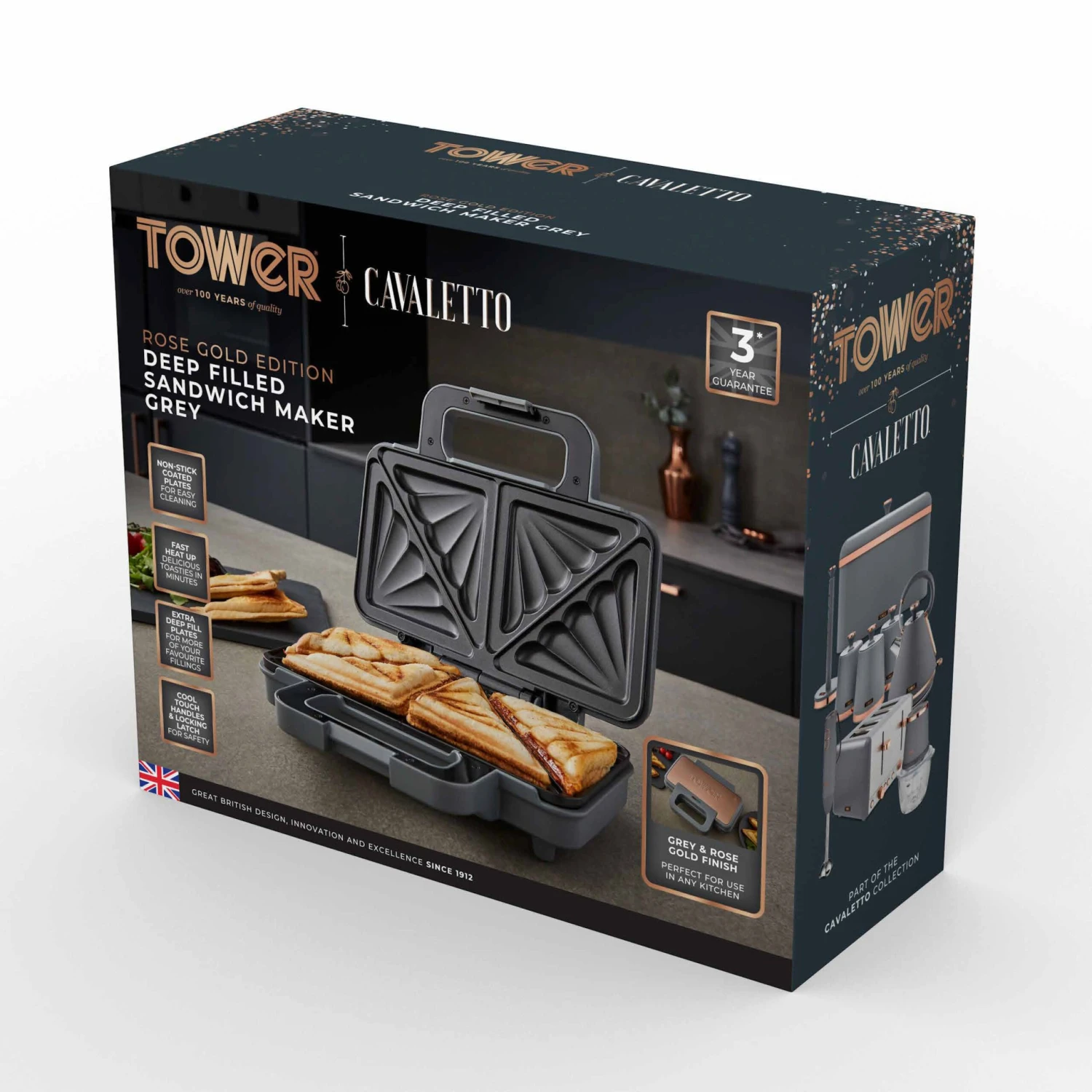 Tower Cavaletto 900W Sandwich Maker - Grey 9 Tower Cavaletto 900W Sandwich Maker - Grey - Image 9