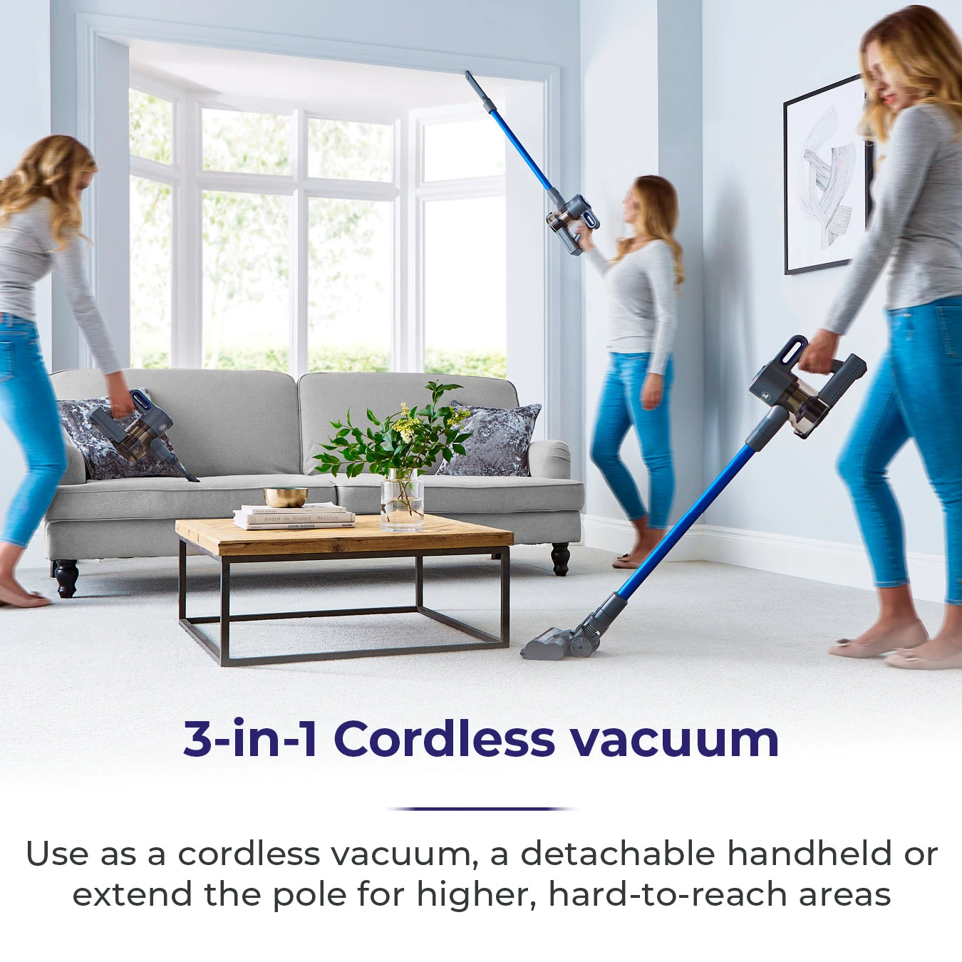 Tower VL40 Pro Pet 22.2V Cordless 3-IN-1 DC Vacuum Cleaner - Blue 3 Tower VL40 Pro Pet 22.2V Cordless 3-IN-1 DC Vacuum Cleaner - Blue - Image 3