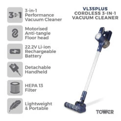 Tower VL35 Pro Cordless Vacuum Cleaner - Blue 16 Tower VL35 Pro Cordless Vacuum Cleaner - Blue -Home Furnishing Serie Shop T513008 02