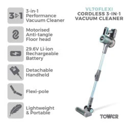 Tower Cordless Vacuum Cleaner Flexi 3-in-1 VL70 - Turquoise 11 Tower Cordless Vacuum Cleaner Flexi 3-in-1 VL70 - Turquoise -Home Furnishing Serie Shop T513011 02 1