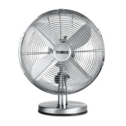 Tower Metal Desk Fan 12" - Chrome