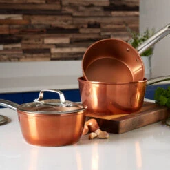 Tower Copper 3 Piece Saucepan Set - Copper -Home Furnishing Serie Shop T800017 06