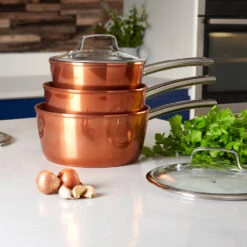 Tower Copper 3 Piece Saucepan Set - Copper -Home Furnishing Serie Shop T800017 07