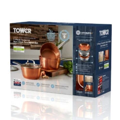 Tower Copper 3 Piece Saucepan Set - Copper -Home Furnishing Serie Shop T800017 08