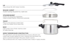 Tower High Dome 6 Litre Pressure Cooker - Silver 9 Tower High Dome 6 Litre Pressure Cooker - Silver -Home Furnishing Serie Shop T80213 04