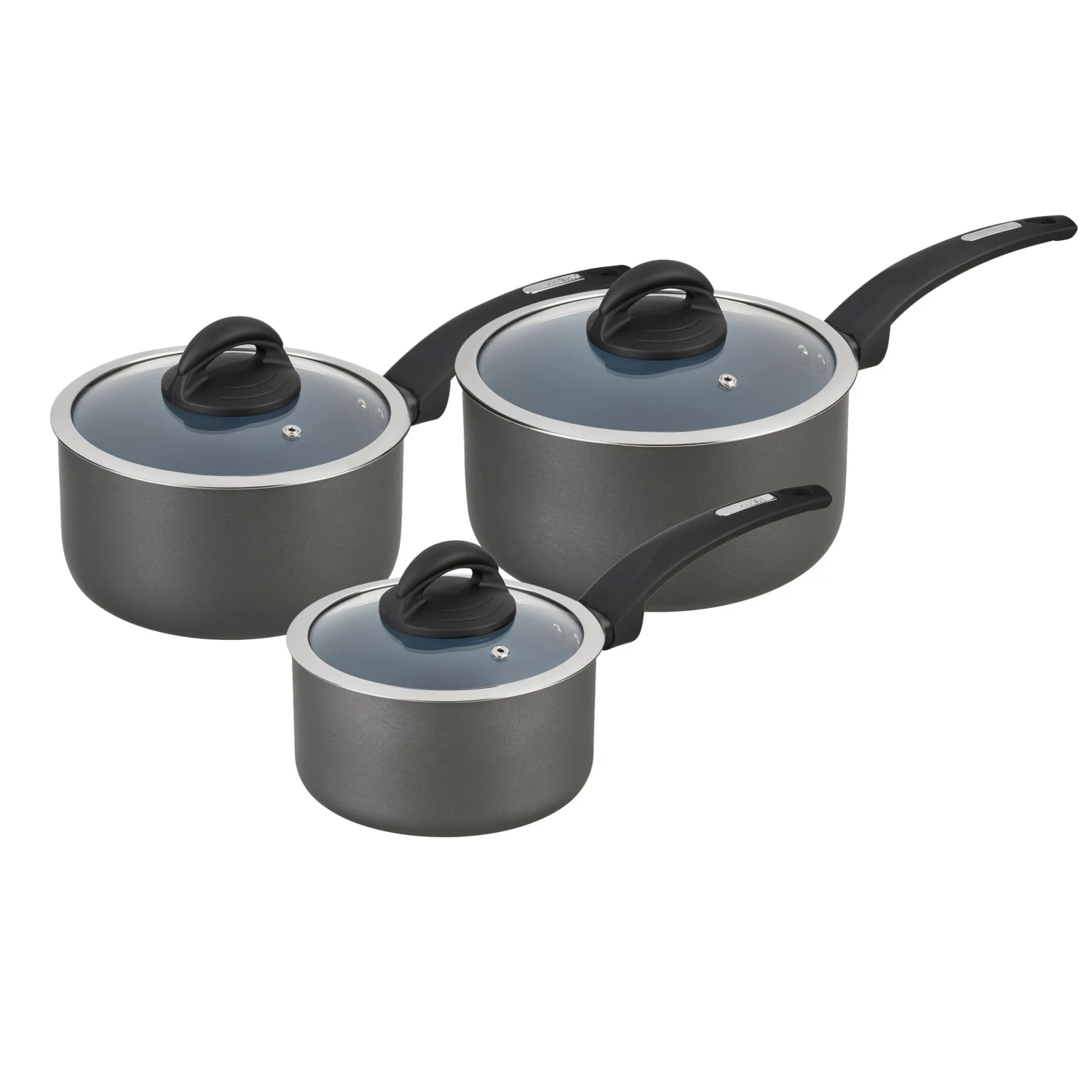Tower Cerasure 3 Piece Saucepan Set Graphite - Grey 1 Tower Cerasure 3 Piece Saucepan Set Graphite - Grey