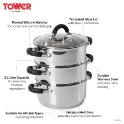 Tower Steamer 3 Tier 18cm - Steel 9 Tower Steamer 3 Tier 18cm - Steel -Home Furnishing Serie Shop T80836 08