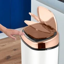 Tower Square Sensor Bin 58L Rose Gold - White 9 Tower Square Sensor Bin 58L Rose Gold - White -Home Furnishing Serie Shop T80904RW 03