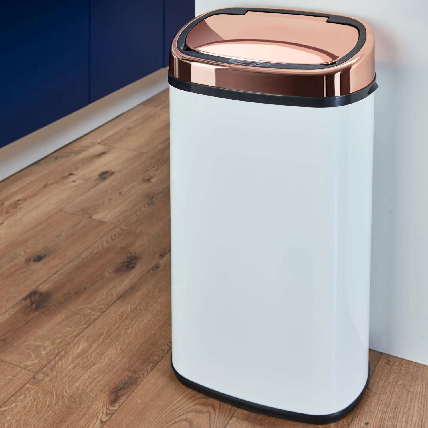 Tower Square Sensor Bin 58L Rose Gold - White 2 Tower Square Sensor Bin 58L Rose Gold - White - Image 2