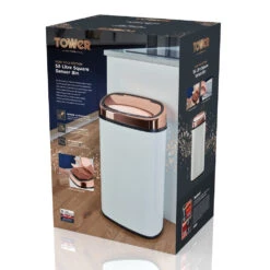 Tower Square Sensor Bin 58L Rose Gold - White 8 Tower Square Sensor Bin 58L Rose Gold - White -Home Furnishing Serie Shop T80904RW 10