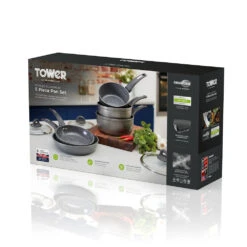Tower Cerastone 5 Piece Pan Set Graphite - Grey 7 Tower Cerastone 5 Piece Pan Set Graphite - Grey -Home Furnishing Serie Shop T81276 05