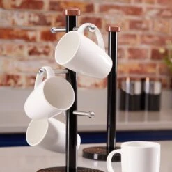 Tower Linear Towel Pole And Mug Tree - Black 12 Tower Linear Towel Pole And Mug Tree - Black -Home Furnishing Serie Shop T826002RB 04