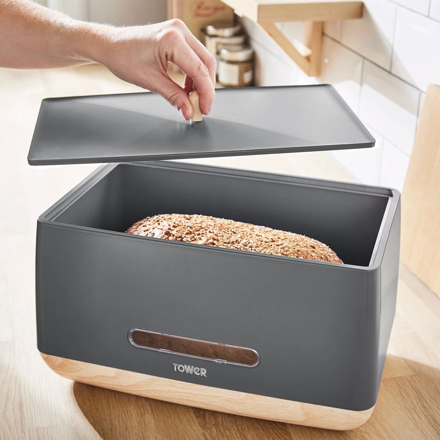 Tower Scandi Bread Bin - Grey 5 Tower Scandi Bread Bin - Grey - Image 5