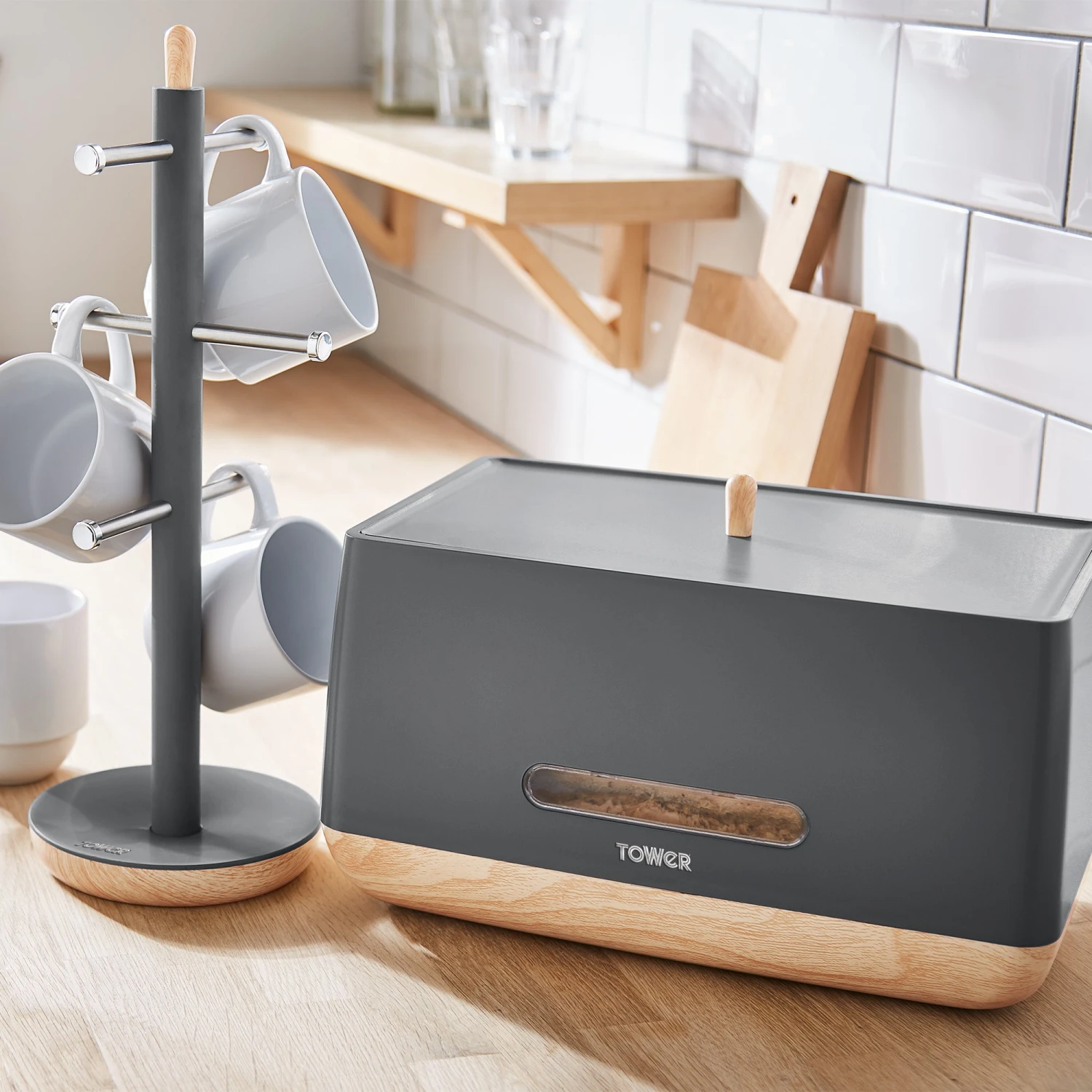 Tower Scandi Bread Bin - Grey 4 Tower Scandi Bread Bin - Grey - Image 4