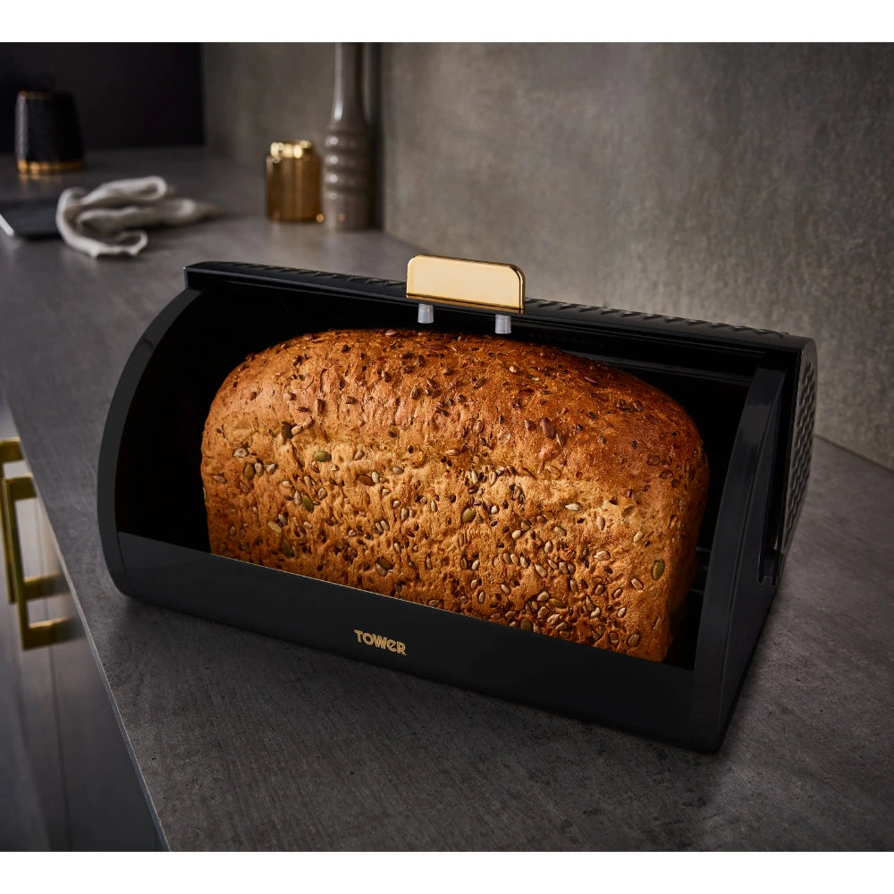Tower Empire Roll Top Bread Bin - Black 7 Tower Empire Roll Top Bread Bin - Black - Image 7