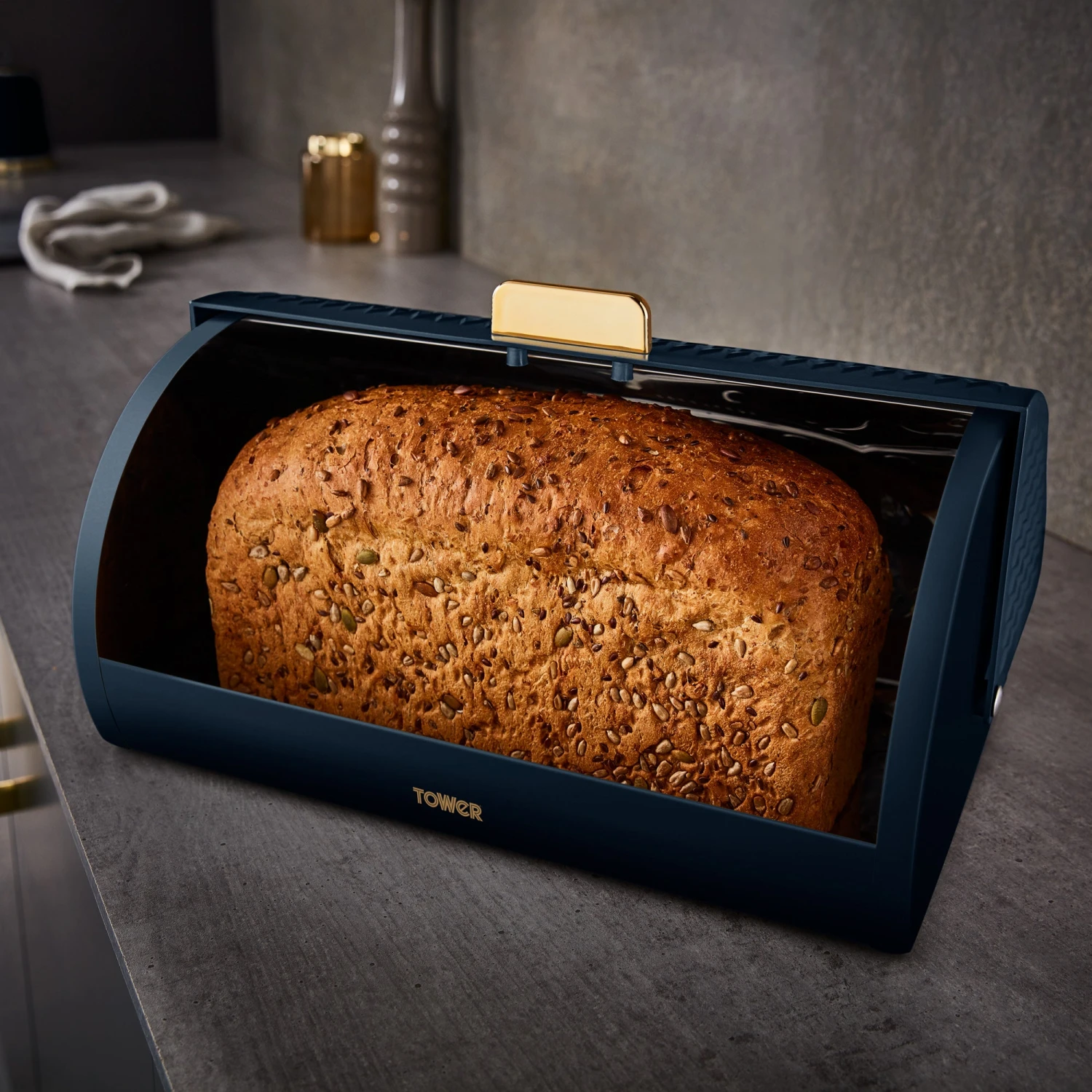 Tower Empire Roll Top Bread Bin - Blue 8 Tower Empire Roll Top Bread Bin - Blue - Image 8