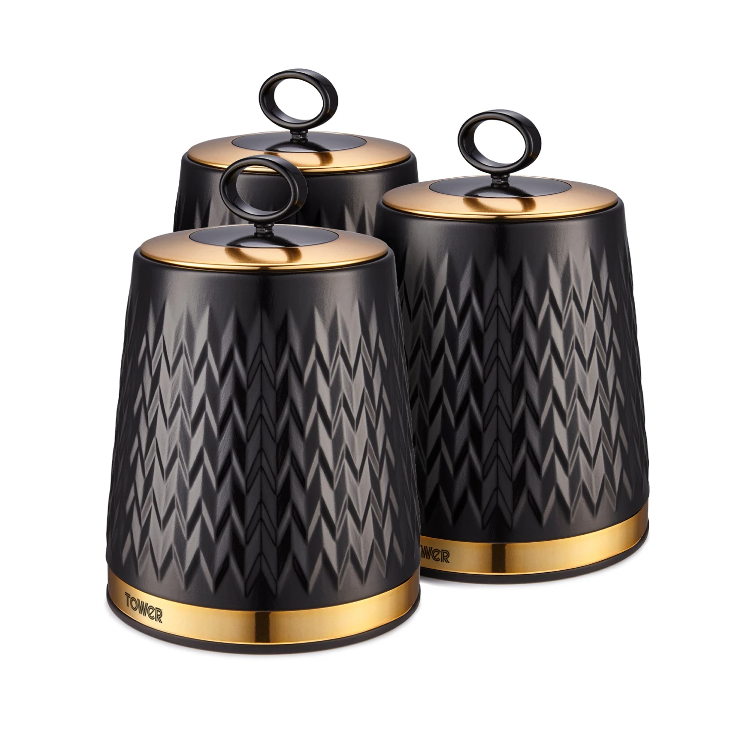 Tower Empire Set Of 3 Canisters - Black 1 Tower Empire Set Of 3 Canisters - Black