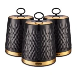 Tower Empire Set Of 3 Canisters - Black 17 Tower Empire Set Of 3 Canisters - Black -Home Furnishing Serie Shop T826091BLK 02