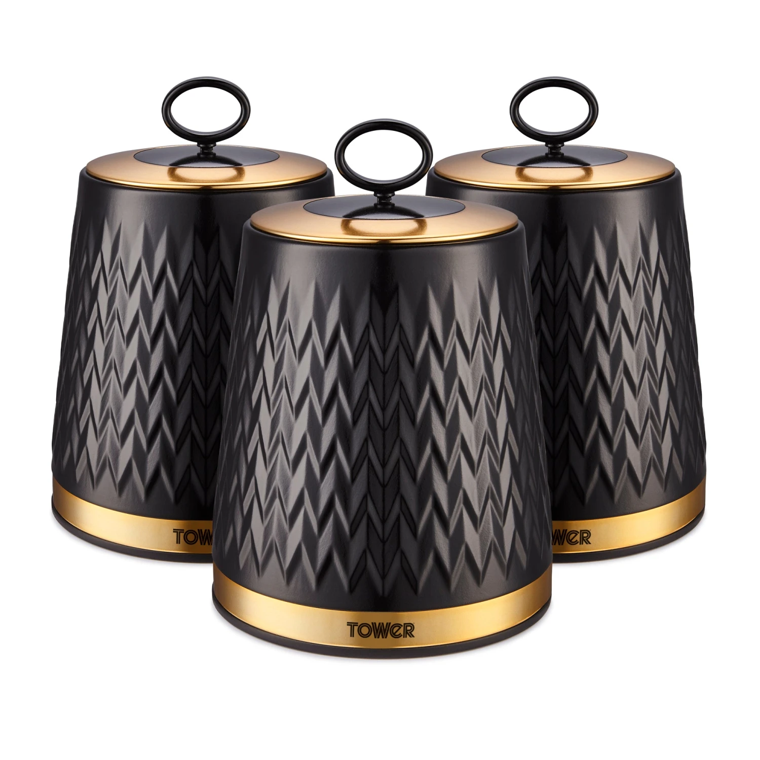 Tower Empire Set Of 3 Canisters - Black 9 Tower Empire Set Of 3 Canisters - Black - Image 9