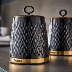 Tower Empire Set Of 3 Canisters - Black 15 Tower Empire Set Of 3 Canisters - Black -Home Furnishing Serie Shop T826091BLK 04