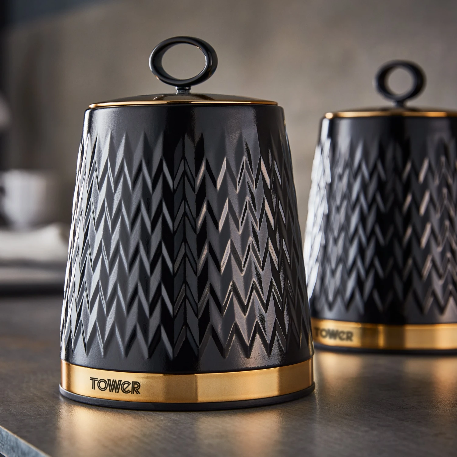 Tower Empire Set Of 3 Canisters - Black 7 Tower Empire Set Of 3 Canisters - Black - Image 7