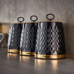 Tower Empire Set Of 3 Canisters - Black 14 Tower Empire Set Of 3 Canisters - Black -Home Furnishing Serie Shop T826091BLK 05
