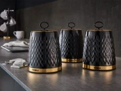Tower Empire Set Of 3 Canisters - Black 11 Tower Empire Set Of 3 Canisters - Black -Home Furnishing Serie Shop T826091BLK 08