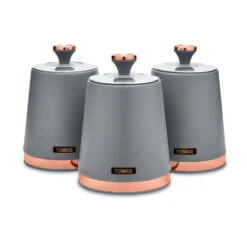 Tower Cavaletto Set Of 3 Canisters - Grey