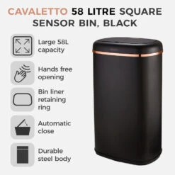Tower Square Sensor Bin 58L - Black 10 Tower Square Sensor Bin 58L - Black -Home Furnishing Serie Shop T838010BLK 02