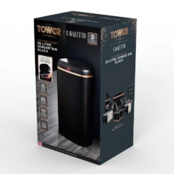Tower Square Sensor Bin 58L - Black 11 Tower Square Sensor Bin 58L - Black -Home Furnishing Serie Shop T838010BLK 11