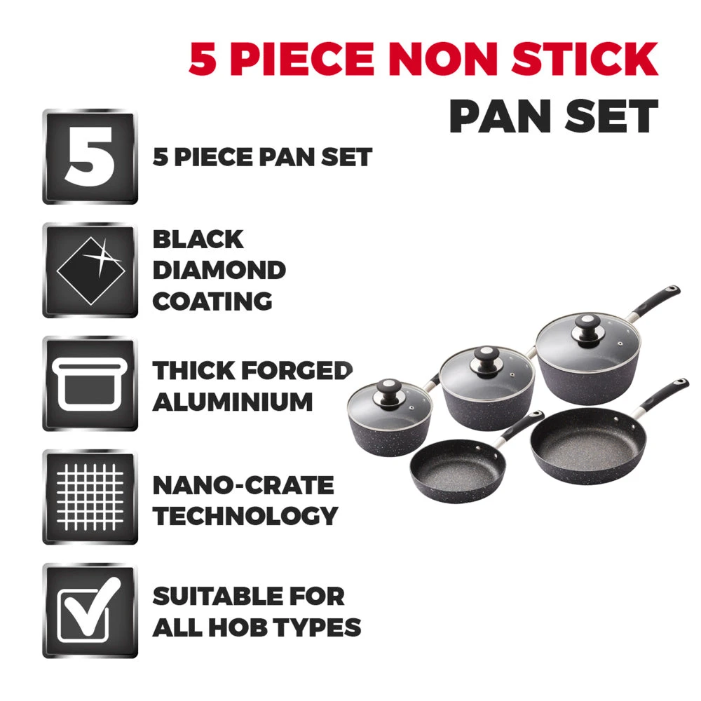 Tower Precision 5 Piece Pan Set - Black 7 Tower Precision 5 Piece Pan Set - Black - Image 7