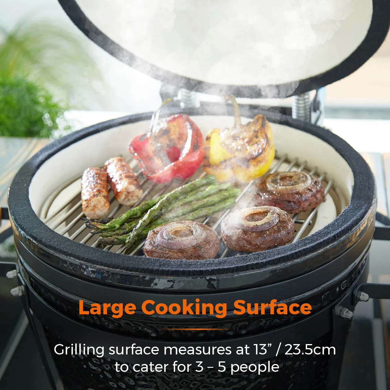 Tower Kamado Maxi Ceramic Charcoal BBQ - Black 4 Tower Kamado Maxi Ceramic Charcoal BBQ - Black - Image 4