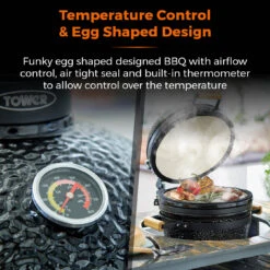 Tower Kamado Maxi Ceramic Charcoal BBQ - Black 13 Tower Kamado Maxi Ceramic Charcoal BBQ - Black -Home Furnishing Serie Shop T978531 05