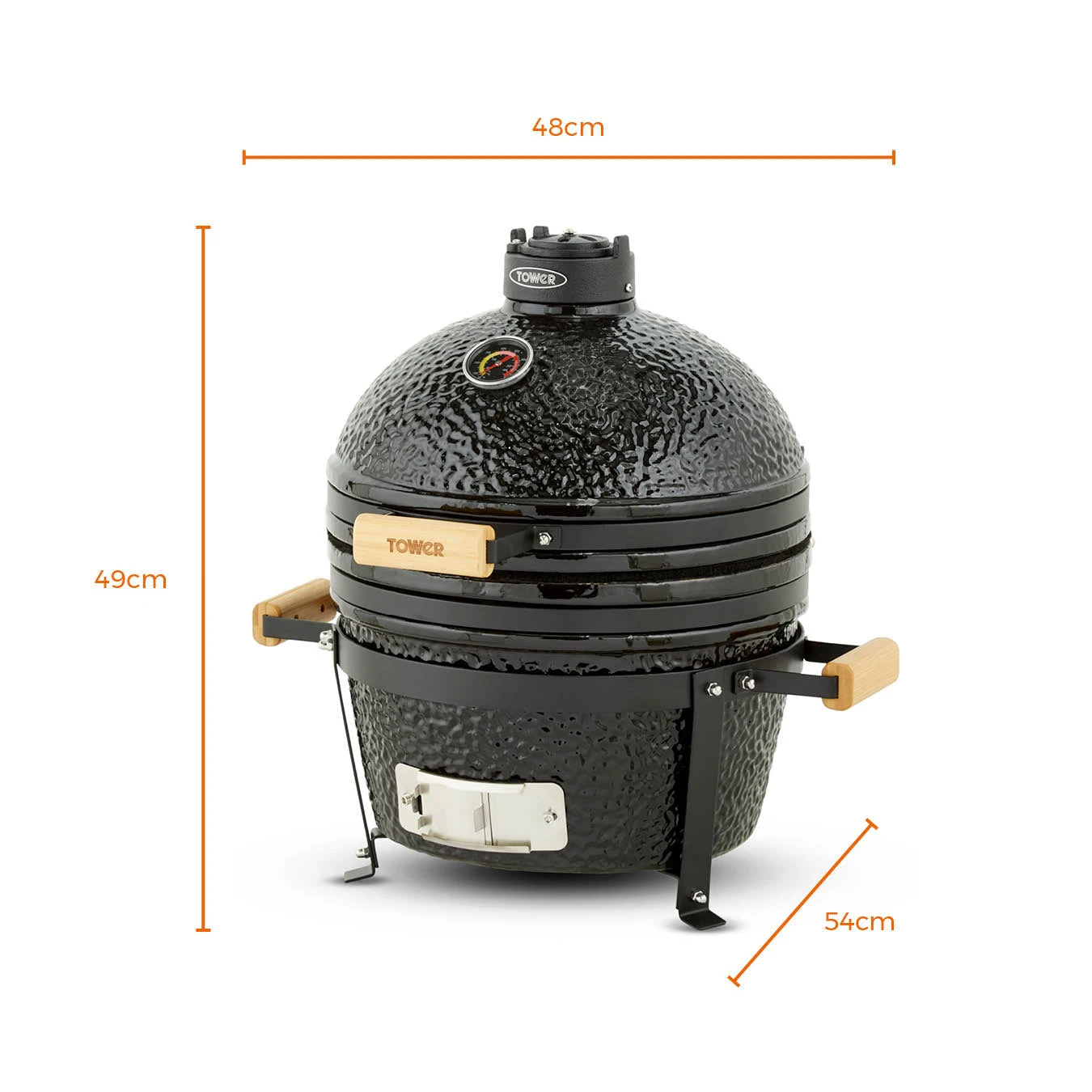 Tower Kamado Maxi Ceramic Charcoal BBQ - Black 8 Tower Kamado Maxi Ceramic Charcoal BBQ - Black - Image 8