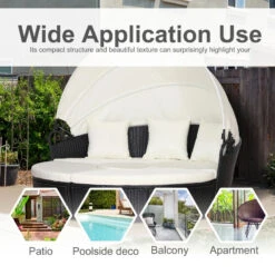 Outsunny Outdoor Daybed With Cushions - Black -Home Furnishing Serie Shop THd7561803f6e7a45 jpg