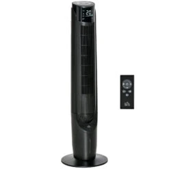 HOMCOM 42" Ice Cooling Tower Fan, Water Conditioner Evaporative Air Cooler Unit With 4 Modes, 3 Speed, Remote Control, Timer, Oscillating For Home Bedroom, Black Unit With 4 Modes, 3 Speed, Remote Control, Timer, Oscillating For Home Bedroom, Black