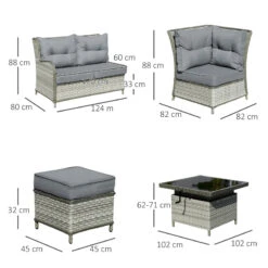 Outsunny Outdoor Wicker Sofa Furniture Set 1.2m 6 Piece - Grey 13 Outsunny Outdoor Wicker Sofa Furniture Set 1.2m 6 Piece - Grey -Home Furnishing Serie Shop Tgya1217f01012463 jpg