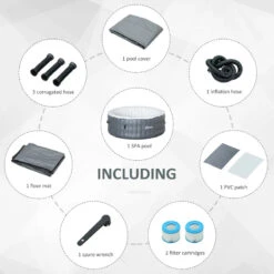 Outsunny Inflatable Hot Tub Spa Round With Cover For 4-6 People 195cm - Grey 19 Outsunny Inflatable Hot Tub Spa Round With Cover For 4-6 People 195cm - Grey -Home Furnishing Serie Shop Tob3d618041c9650e jpg