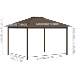 Outsunny Hardtop Gazebo With Curtains 3.6 X 3m - Brown -Home Furnishing Serie Shop U5ya1218141203190 jpg