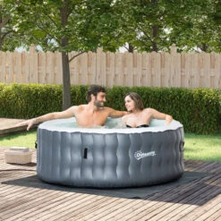 Outsunny Inflatable Hot Tub Spa Round With Cover For 4-6 People 195cm - Grey 20 Outsunny Inflatable Hot Tub Spa Round With Cover For 4-6 People 195cm - Grey -Home Furnishing Serie Shop U6u6ff18041c9650e jpg