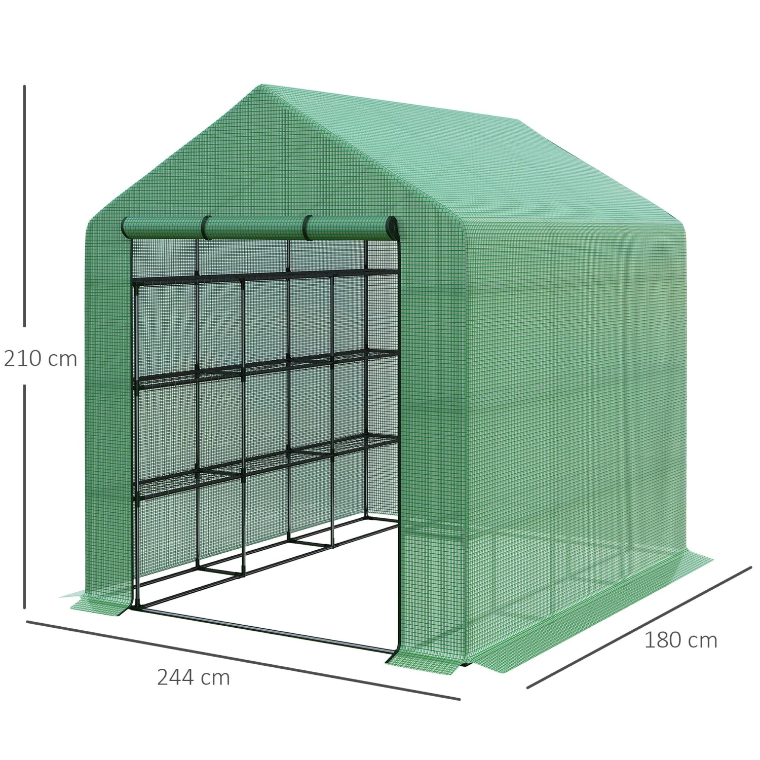 Outsunny Poly Tunnel Wallk-in Greenhouse Cover Shelves Garden Plant House 8ft X 6ft X 7ft 3 Outsunny Poly Tunnel Wallk-in Greenhouse Cover Shelves Garden Plant House 8ft X 6ft X 7ft - Image 3