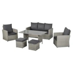 Outsunny Rattan Sofa Set With Footstools - Grey -Home Furnishing Serie Shop UOTdaa1818549bbe7 jpg