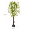 HOMCOM Artificial Realistic White Wisteria Tree For Indoor Outdoor Décor, 160cm