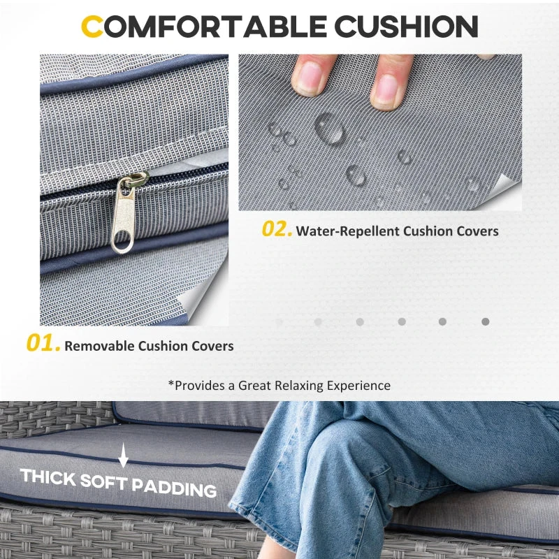 Outsunny Rattan Dining Furniture Set 6 Seater- Grey 5 Outsunny Rattan Dining Furniture Set 6 Seater- Grey - Image 5