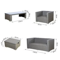 Outsunny 6PC Garden Rattan Sofa Set Bonzer Outdoor Furniture Patio Table Loveseat Stool Lounging Ottoman Aluminium Frame Wicker Weave Conservatory Grey -Home Furnishing Serie Shop UYAa1217eecc29421 d2701c1e 4b8d 467b 8431 68db163e10a8