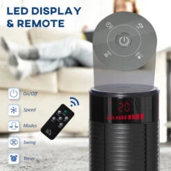 HOMCOM Tower Fan 46" Oscillating With Remote Control 117cm - Black -Home Furnishing Serie Shop Udpb1018017bcbffa jpg