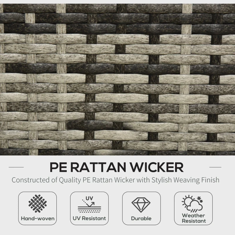 Outsunny Rattan Sofa Set With Chez Lounge And Coffee Table - Grey 4 Outsunny Rattan Sofa Set With Chez Lounge And Coffee Table - Grey - Image 4