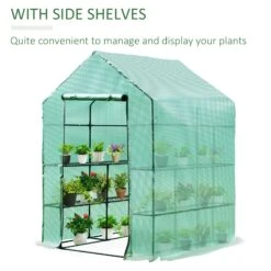 Outsunny 143x143x195 Cm Walk In Greenhouse With Shelves-Dark Green 14 Outsunny 143x143x195 Cm Walk In Greenhouse With Shelves-Dark Green -Home Furnishing Serie Shop UmRb1017ee2cf01af