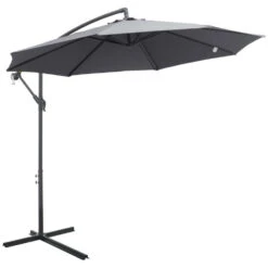 Outsunny Garden Banana Parasol With Cantilever Umbrella 3m - Grey